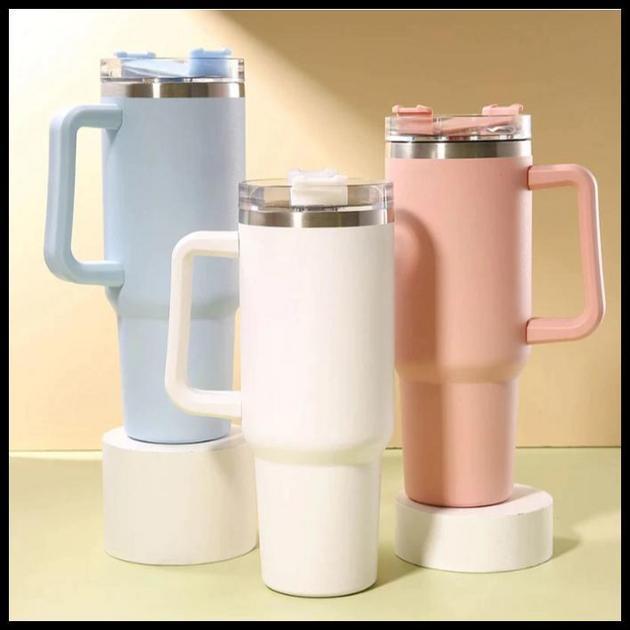 Copo Térmico Grande 1200ml Em Aço Inox Com Alça E Canudo Metal Cor Vibrante