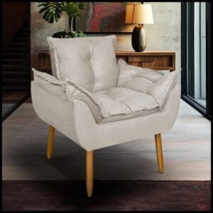 Poltrona para Sala de Estar Recepção Opala Pé Palito Suede