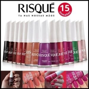 Kit 15 Esmaltes Risque Atacado Cores Tons Quentes Vermelho Laranja Roxo