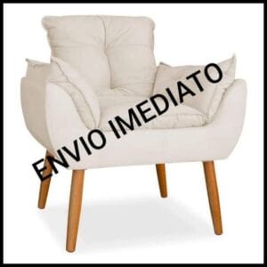 Poltrona opala pés palito Suede bege