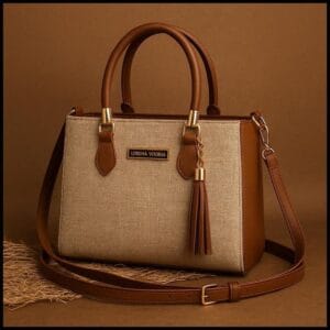 Bolsa Feminina Lorena Vitória Palha Chic Alça Dupla (Mão + Transversal)