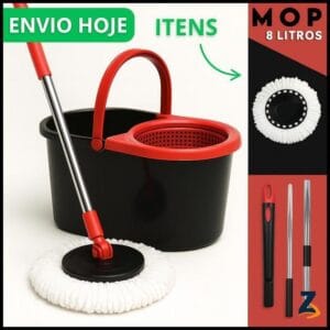 Mop Giratório Cleaner Profissional 8 Litros Cesto Rodo Esfregão Limpeza Facil