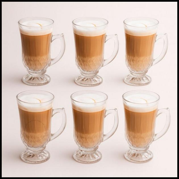 Jogo 6 Peças Canecas Capuccino Nespresso Em Vidro Irish Coffee 150ml