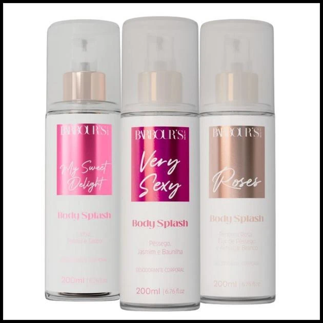 Kit 3 Body Splash Delight Very Sexy Roses 200ml Barbours