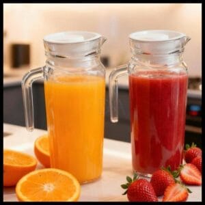 KIT 2 Jarras de Vidro Suiça 1L Com Tampa Alça Água Suco Vidro Resistente