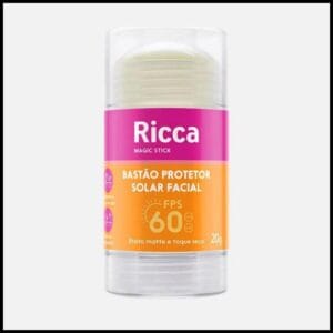 Bastão Facial Protetor Solar FPS 60 Ricca 20g Proteção Alta e Toque Seco Para Todos os Tipos de Pele