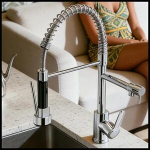 Torneira De Cozinha Gourmet Alça Única Com Extensor De Spray Tubo De Água Flexível Superior Prateado Para Ajuste