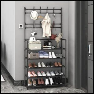 Arara 4/5 Andar Sapateira Organizadora Cabideiro Suporte Multiuso Sapato Tenis Roupa Quarto Armários