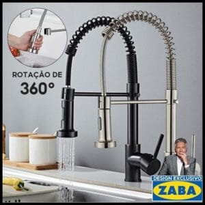 360° Torneira Cozinha Gourmet Misturador Ducha Duo Spray Preto Torneiras Extraíveis Premium