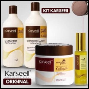 Kit Karseell Profissional Completo Intenso – Shampoo 1L + Condicionador 1L + Máscara 500g + Óleo 50ml - 4 produtos