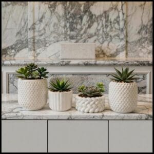 Kit 4 Vaso Decorativo em Gesso para Vaso de Plantas Suculentas e Cactos Decoração Sala Pequena Mesas