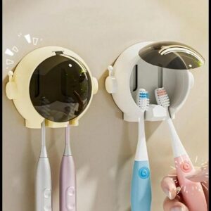 1 Peça Suporte para Escova de Dentes de Banheiro Sem Furos, Suporte de Armazenamento de Copo de Enxágue Criativo e Fofo, Organizador Impermeável de Escova de Dentes em Formato de Astronauta, Prateleira de Armazenamento de Banheiro Adorável, Presente de Natal, Presente de Ano Novo, Material Escolar