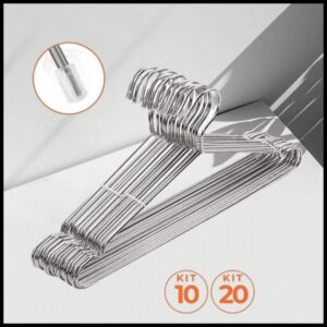 Cabides Titureiro De Luxo Em Aço Cromado Executivo Reforçado Organizar Roupas Closet Qualidade