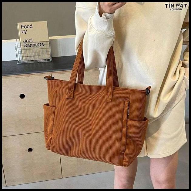 (6272)Bolsa da moda com fecho de zíper e tecido de veludo cotelê sólido, adequada para o uso diário feminino