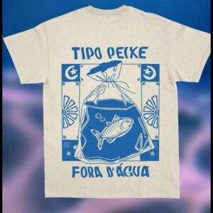 Camiseta Peixe Fora D'água - Creme - Frente e Costas