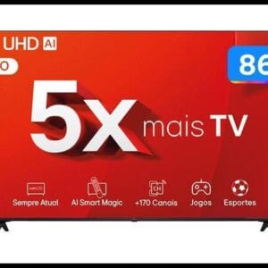 Smart TV 86" 4K LG Ultra HD 86UT8050 com Processador a5 Ger7 AI, Alexa/Chromecast integrado, Otimizador de Jogos, webOS 24 e Controle Smart Magic