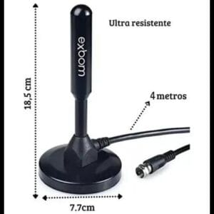 Antena tv digital (interna/externa) a prova d'água 5m cabo - EXBOM