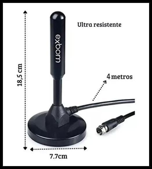 Antena tv digital (interna/externa) a prova d'água 5m cabo - EXBOM