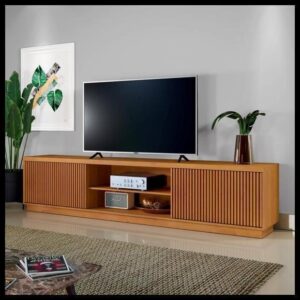 Rack para TV até 75 Polegadas 100% MDF Ripado 2 Portas Logan - Mavaular