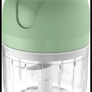 Mini Processador Triturador De Alimentos Elétrico Sem fio Potente com 3 Lâminas de Aço Inoxidável Recarregável USB 250ml(Cor Verde)