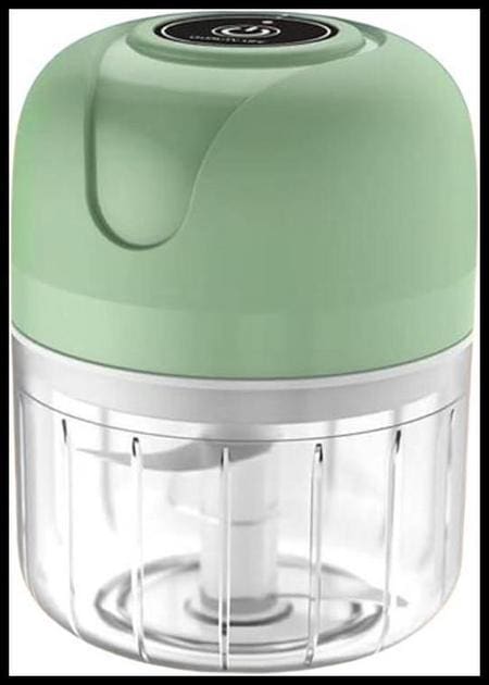 Mini Processador Triturador De Alimentos Elétrico Sem fio Potente com 3 Lâminas de Aço Inoxidável Recarregável USB 250ml(Cor Verde)