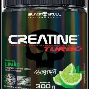 Creatine Turbo BlackSkull - Creatina Monohidratada em pó, com carboidrato para melhor absorção e performance (300g Pote, Limão)