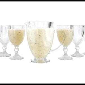 Conjunto de Jarra 1L e Taças 350ml de Vidro Haus Concept Canelado 7 Peças