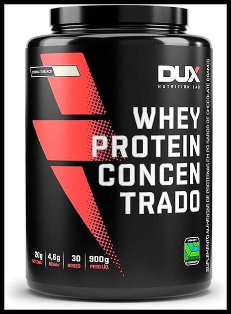 Whey Protein Concentrado Chocolate Branco Pote 900g – Contribui para o Ganho Muscular Hipertrofia – Dux Human Health