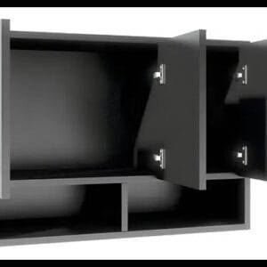 Armário Aéreo 3 Porta Suspenso Nicho Parede Area Lavanderia Cor Preto