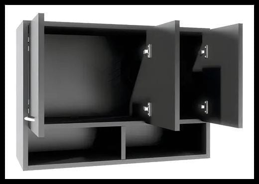 Armário Aéreo 3 Porta Suspenso Nicho Parede Area Lavanderia Cor Preto