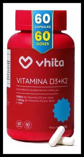 Vitamina D3 K2 Vhita 60 Cáps ( 2 Meses Cada Pote)