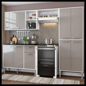 Armário de Cozinha Compacta Xangai Multimóveis VM2840 Branco/Lacca Fumê