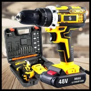 Parafusadeira Furadeira C/ 2 Baterias Maleta Kit Completo Led Eixo Flexível Vários Níveis Torque