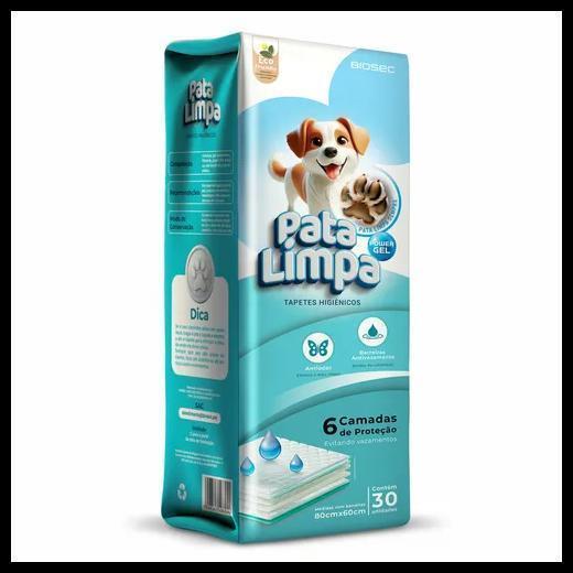 Tapete Higiênico 80x60 30un Pata Limpa Descartável Cachorro Pet Cão Fralda Manta Absorvente