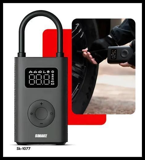 Mini Compressor Digital Simake Bomba De Encher Pneus Portátil Para Carro Bicicleta Motocicletas Cor Preto Com Calibrador