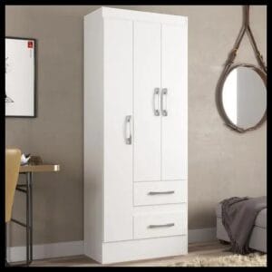 Guarda-roupa Solteiro Nobre 3 Portas 2 Gavetas Cor Branco