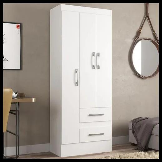 Guarda-roupa Solteiro Nobre 3 Portas 2 Gavetas Cor Branco