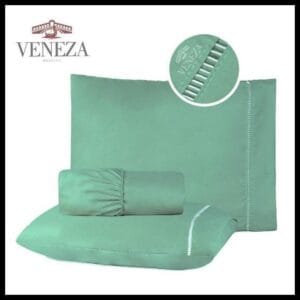 Jogo de Lençol Casal Queen 3 Peças MicroPercal 400 Fios Ponto Palito - Veneza Enxovais