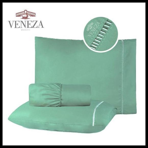 Jogo de Lençol Casal Queen 3 Peças MicroPercal 400 Fios Ponto Palito - Veneza Enxovais