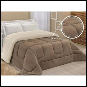 Coberdrom Casal Queen Sherpa Edredrom Pele de Carneiro 2,40m x 2,20m