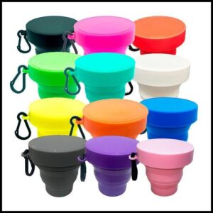 Copo Retrátil 165ml com mosquetão | Livre de BPA | Alta Qualidade | Colorido | Direto da Fábrica