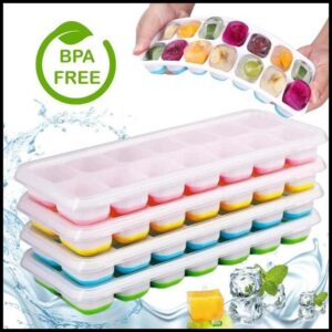 Kit 2 Formas de Gelo Silicone com Tampa