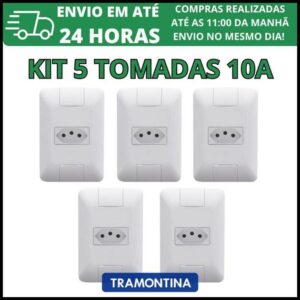 Kit 5 Tomadas Simples 10A Tramontina Aria