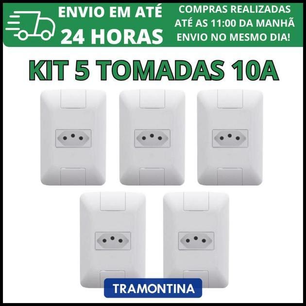 Kit 5 Tomadas Simples 10A Tramontina Aria