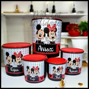 Kit de potes mantimentos 5 peças plástico porta mantimentos para cozinha