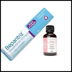 kit óleo de rosa mosqueta 100% puro mais pomada bepantriz clareamento, manchas, antissinais