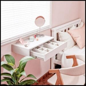 Penteadeira suspensa com divisória 60cm para maquiagem com gaveta Camarim para quarto