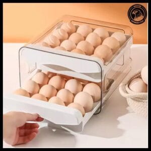 Porta Ovos Acrílico Organizador Geladeira Gaveteiro Dupla Capacidade Cor Branca Envio Imediato