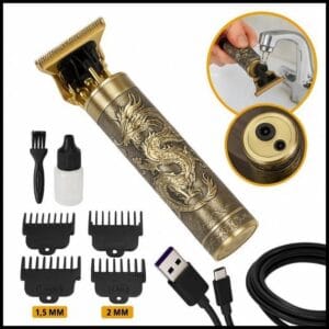 Máquina Profissional Dragão E Nariz Acabamento Sem Fio Cabelo Barba Pezinho Lamina Ajustável