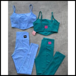 Conjunto Feminino Fitness Calca Legging Top Corsert Academia Poliamida Zero Transparência